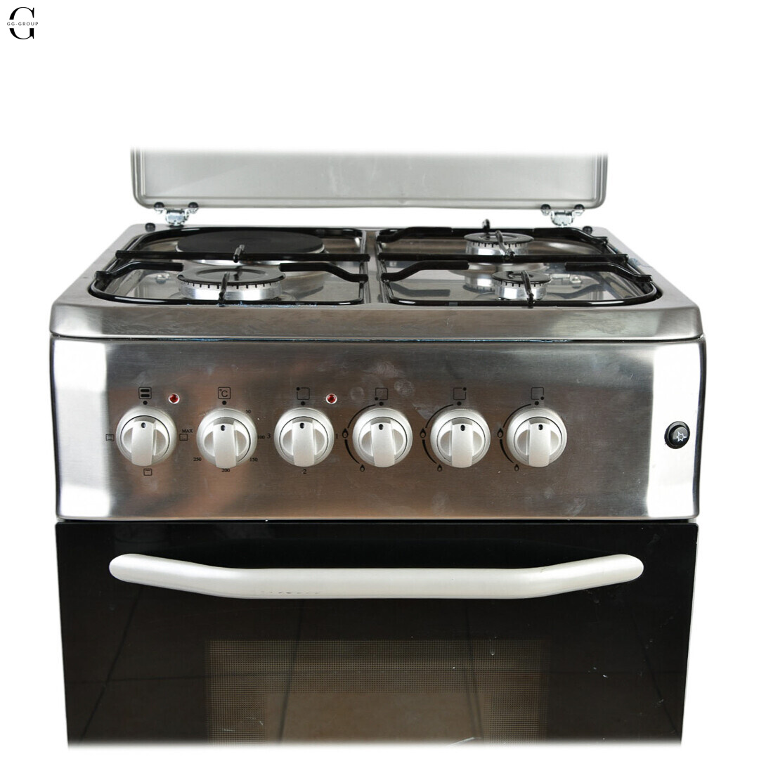 Комбинированная плита ELITE Lux OEG 6631 T IX - 3 газовые конфорки + 1 электро, электрическая духовка, пьезоподжиг